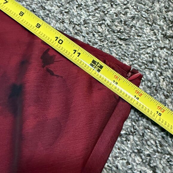 Laundry Y2K Red Black Floral Skirt Midi Ruffle Small Chiffon Lettuce 4 - Picture 6 of 7